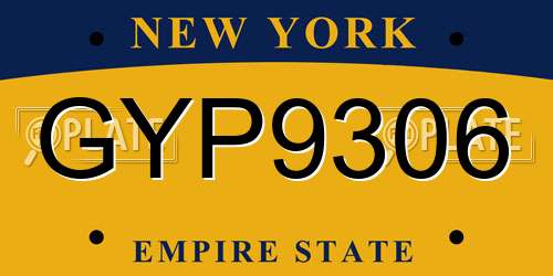 GYP9306 New York License Plate