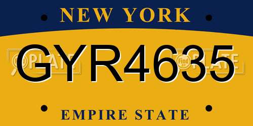 GYR4635 New York License Plate