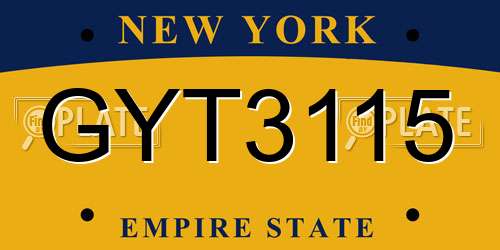 GYT3115 New York License Plate