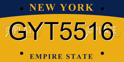 GYT5516 New York License Plate