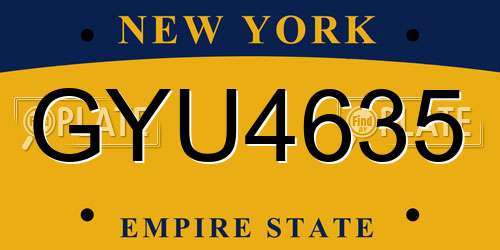 GYU4635 New York License Plate