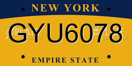GYU6078 New York License Plate