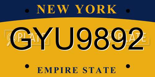 GYU9892 New York License Plate