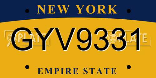 GYV9331 New York License Plate