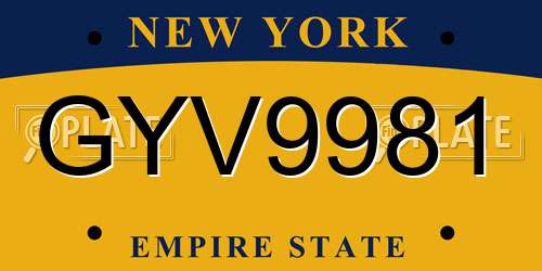 GYV9981 New York License Plate