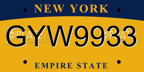 GYW9933 New York License Plate