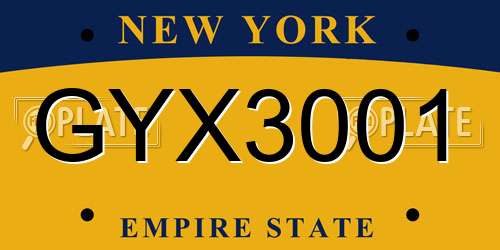 GYX3001 New York License Plate