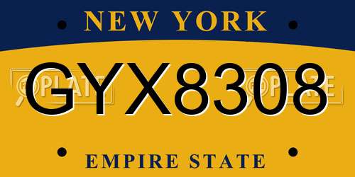 GYX8308 New York License Plate