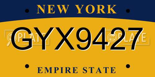 GYX9427 New York License Plate
