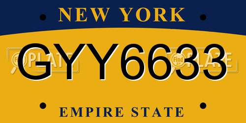GYY6633 New York License Plate
