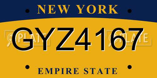 GYZ4167 New York License Plate