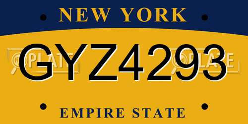 GYZ4293 New York License Plate