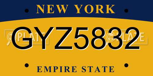 GYZ5832 New York License Plate