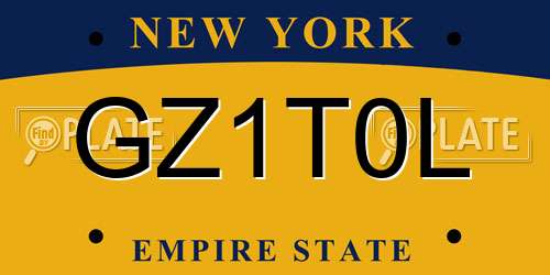GZ1T0L New York License Plate