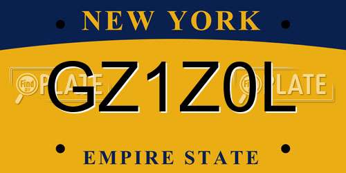 GZ1Z0L New York License Plate
