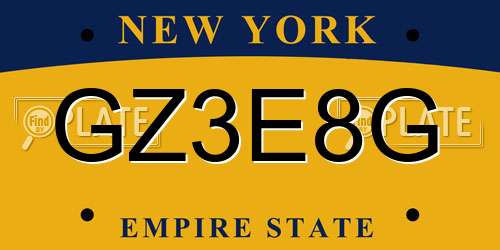 GZ3E8G New York License Plate