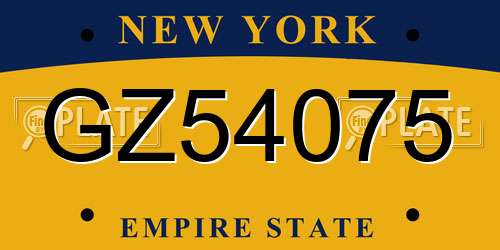 GZ54075 New York License Plate