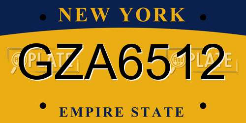 GZA6512 New York License Plate