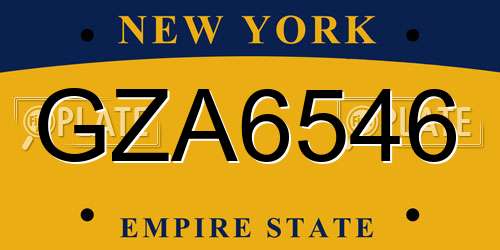 GZA6546 New York License Plate