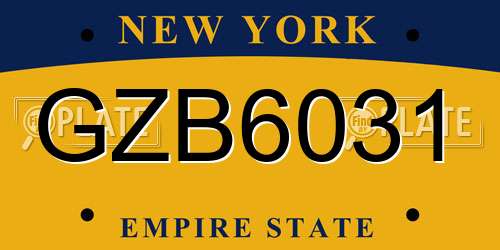 GZB6031 New York License Plate
