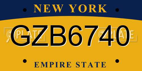 GZB6740 New York License Plate