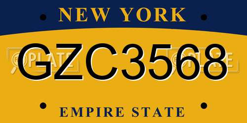 GZC3568 New York License Plate