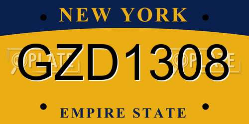 GZD1308 New York License Plate