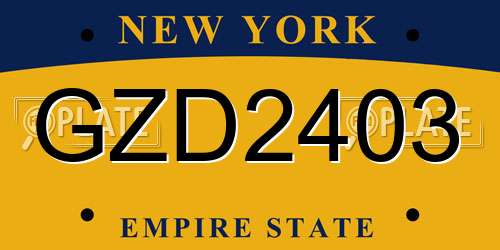 GZD2403 New York License Plate