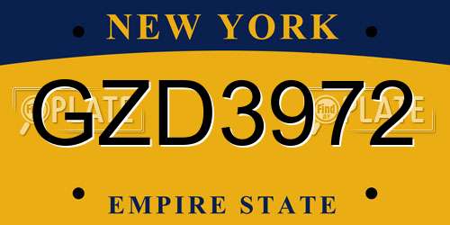 GZD3972 New York License Plate
