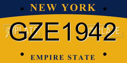 GZE1942 New York License Plate