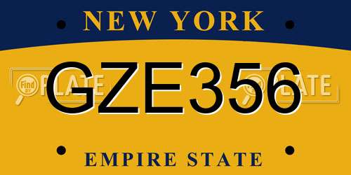 GZE356 New York License Plate