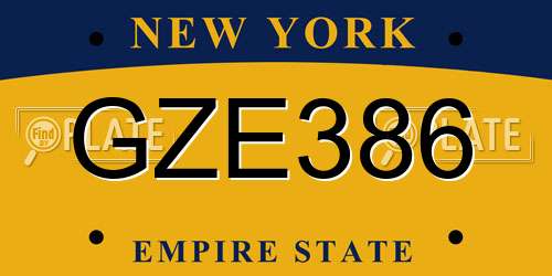 GZE386 New York License Plate