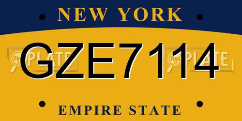 GZE7114 New York License Plate
