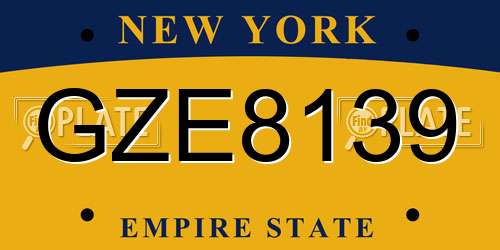 GZE8139 New York License Plate