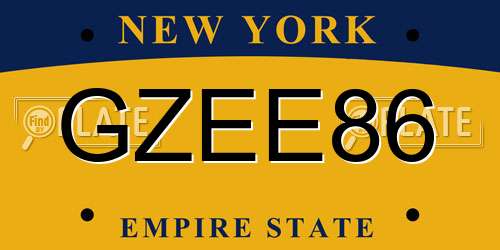 GZEE86 New York License Plate