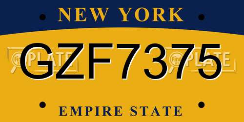 GZF7375 New York License Plate