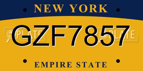 GZF7857 New York License Plate