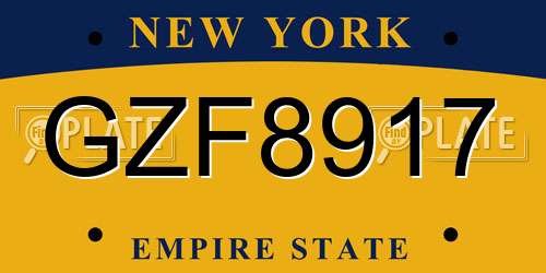 GZF8917 New York License Plate