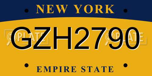 GZH2790 New York License Plate