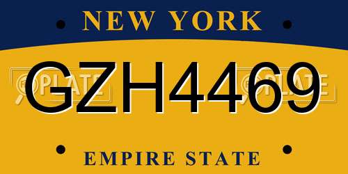 GZH4469 New York License Plate