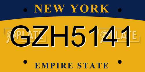 GZH5141 New York License Plate