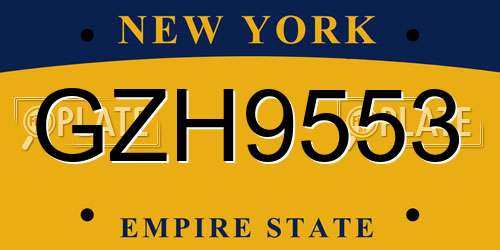 GZH9553 New York License Plate