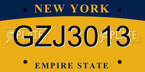 GZJ3013 New York License Plate