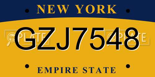 GZJ7548 New York License Plate