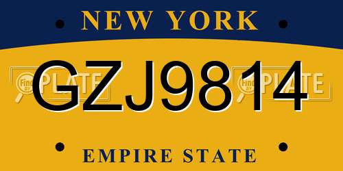GZJ9814 New York License Plate