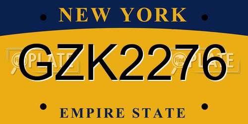 GZK2276 New York License Plate