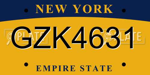 GZK4631 New York License Plate