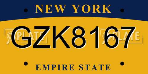 GZK8167 New York License Plate