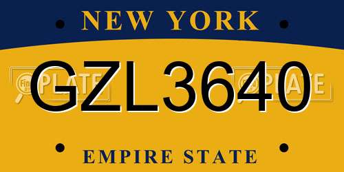 GZL3640 New York License Plate