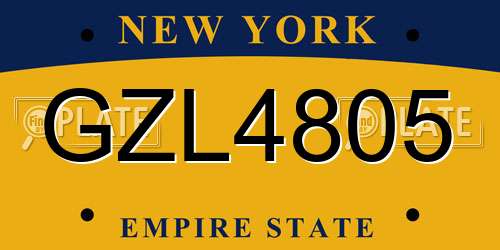 GZL4805 New York License Plate
